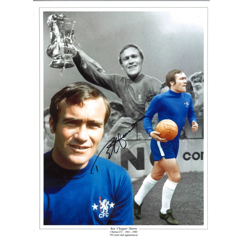 Ron Harris Chelsea Signed 16 x 12 inch football photo. Ron Harris Chelsea Signed 16 x 12 inch football photo.