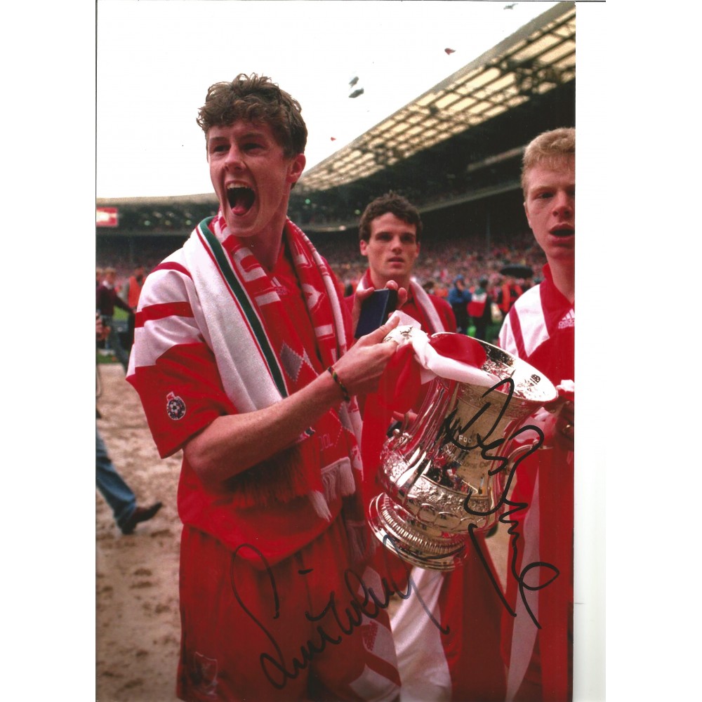 Steve McMamaman and David Burrows Dual Signed Liverpool 10 x 8 inch Football Photo. Steve McMamaman and David Burrows Dual Signed Liverpool 10 x 8 inch Football Photo.