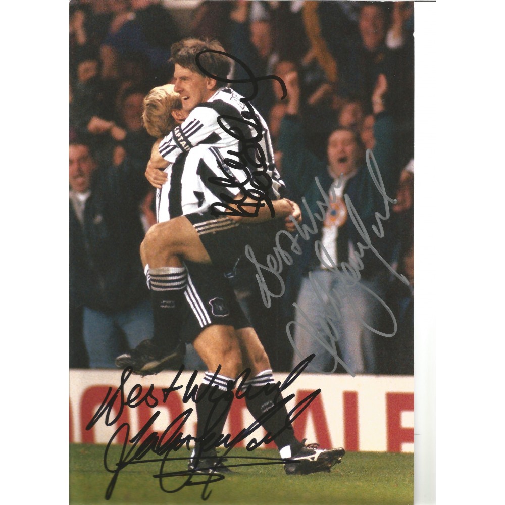Peter Beardsley Signed & John Beresford (Signed Twice By John Beresford) Newcastle United 12x 8 inch Photograph.