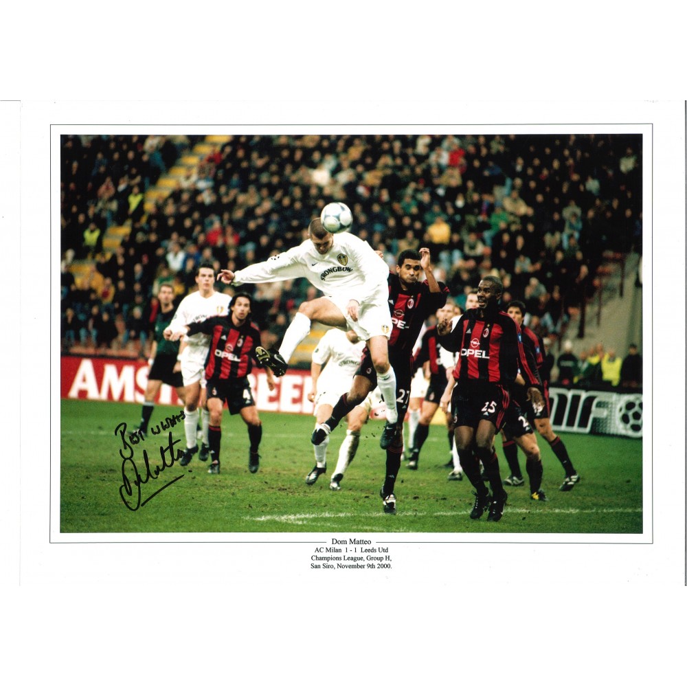 Dom Matteo San Siro Leeds United Signed 16 x 12 inch football photo. Dom Matteo San Siro Leeds United Signed 16 x 12 inch football photo.