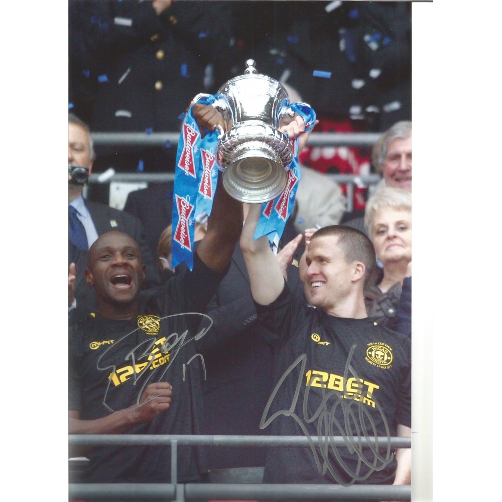 Gary Caldwell and Emmerson Boyce Wigan Signed 10 x 8 inch football photo. Gary Caldwell and Emmerson Boyce Wigan Signed 10 x 8 inch football photo.