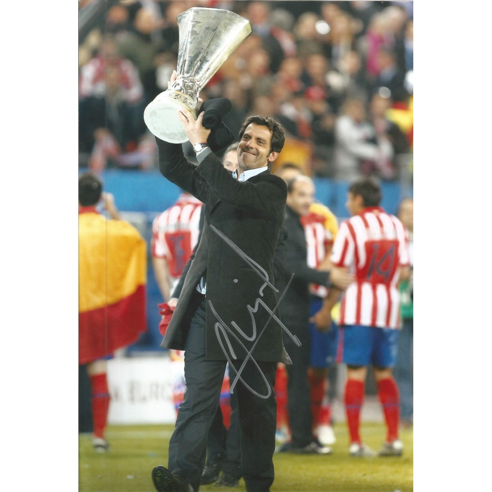 Atheltico Madrid Quique Flores Other teams Signed 10 x 8 inch football photo.