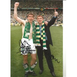 Tommy Johnson and Alan Stubbs Celtic Signed 10 x 8 inch football photo.