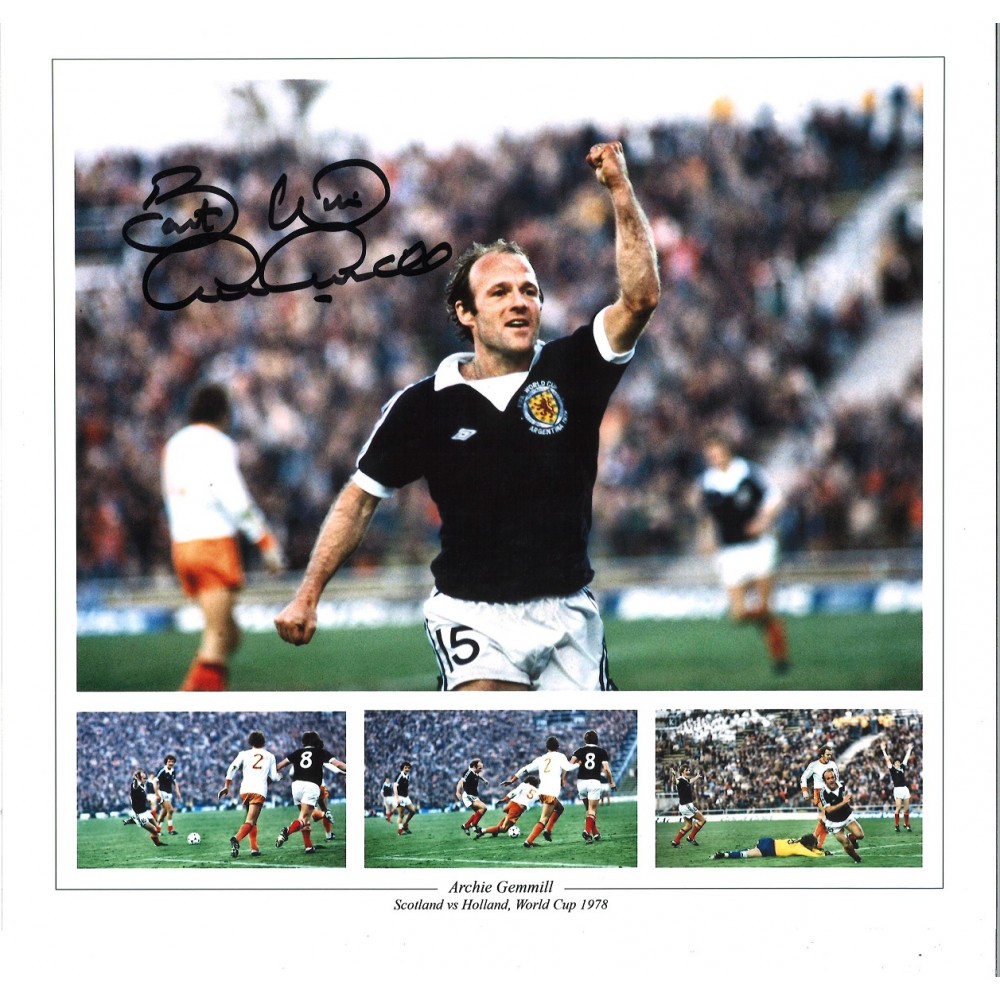 Archie Gemmill Collage Scotland Signed 16 x 12 inch football photo. Archie Gemmill Collage Scotland Signed 16 x 12 inch football photo.