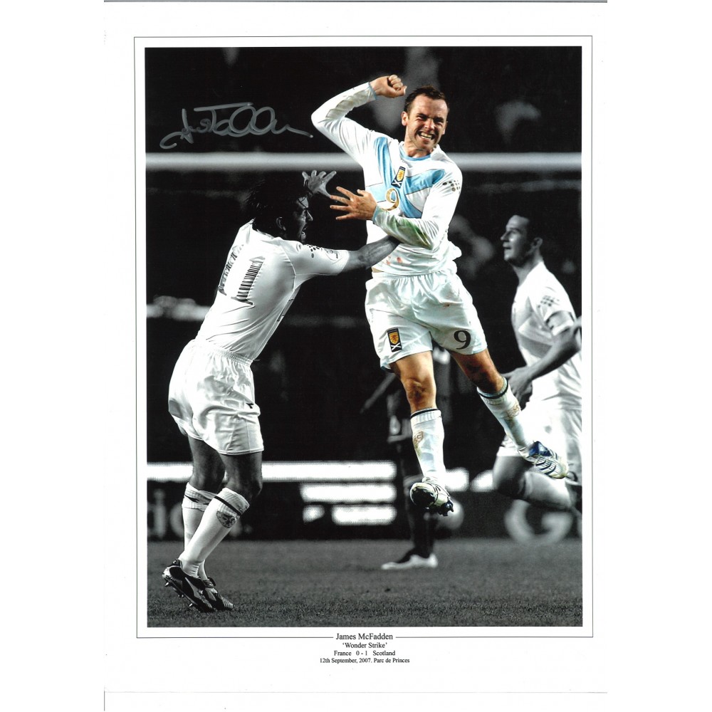 James Mcfaden Collage Scotland Signed 16 x 12 inch football photo. James Mcfaden Collage Scotland Signed 16 x 12 inch football photo.