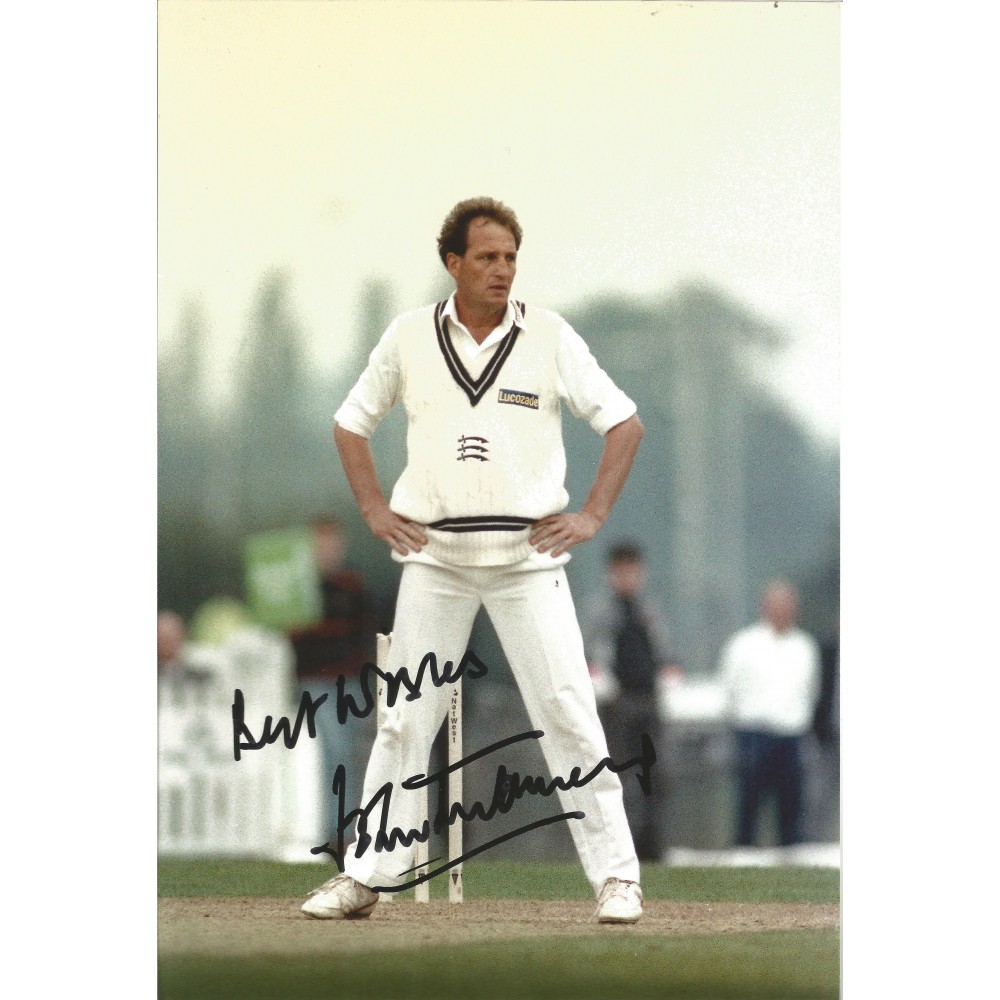 John Emburey Signed 10 x 8 inch cricket photo.