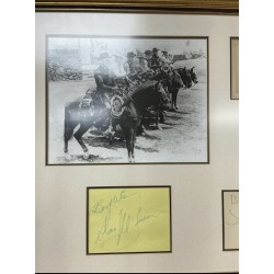 Magnificent Seven Signed Framed Presentation of Steve McQueen, Yul Brynner, Horst Buchholz, James Coburn, Brad Dexter & Robert Vaughn