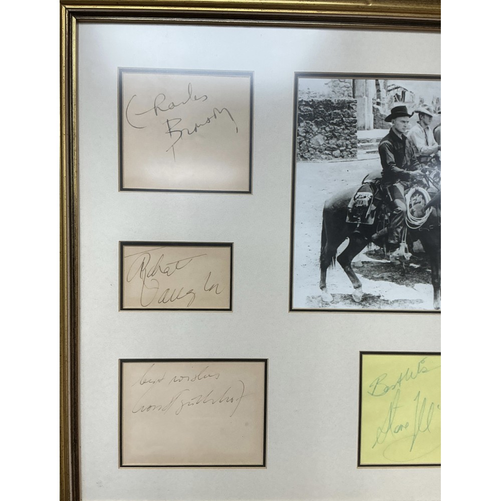 Magnificent Seven Signed Framed Presentation of Steve McQueen, Yul Brynner, Horst Buchholz, James Coburn, Brad Dexter & Robert Vaughn Magnificent Seven Signed Framed Presentation of Steve McQueen, Yul Brynner, Horst Buchholz, James Coburn, Brad Dexter & Robert Vaughn