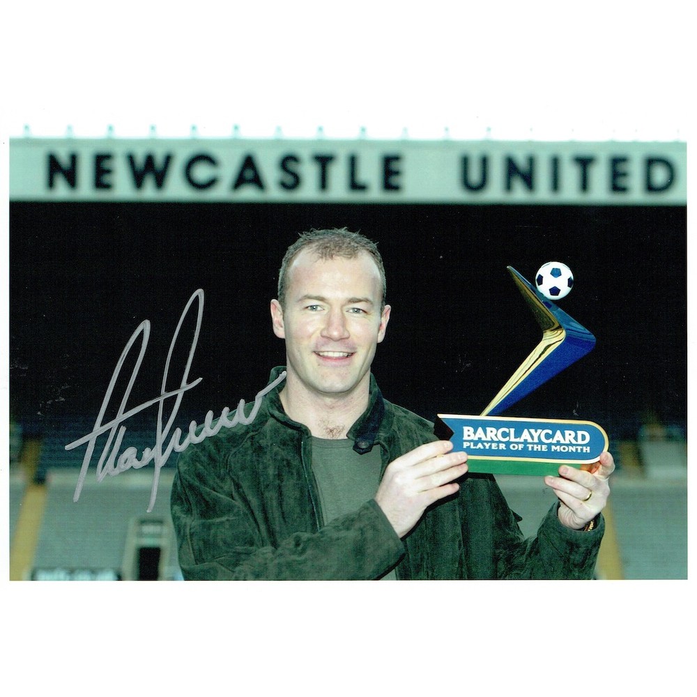 Alan Shearer Signed Newcastle Barcl;aycard Player of The Month 8x10 Inch Photograph Alan Shearer Signed Newcastle Barcl;aycard Player of The Month 8x10 Inch Photograph