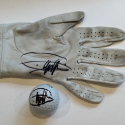 GREGORY HAVRET (2007 SCOTTISH OPEN CHAMPION) PLAYERS SIGNED WORN GOLF GLOVE AND GOLF BALL