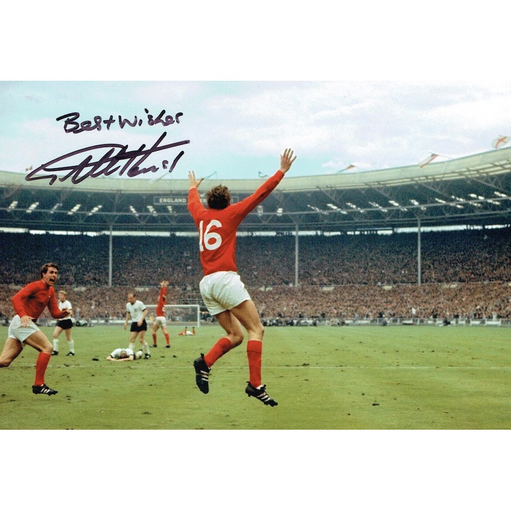 Geoff Hurst Signed 12 x 8 Inch World Cup1966 Colour Photograph Geoff Hurst Signed 12 x 8 Inch World Cup1966 Colour Photograph