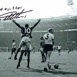 Geoff Hurst Signed 12 x 8 Inch World Cup1966 Black & White Photograph Geoff Hurst Signed 12 x 8 Inch World Cup1966 Black & White Photograph
