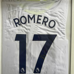 Cristian Romero Autograph Signed Tottenham Hotspur Framed Football Shirt
