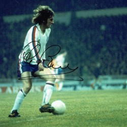 Stan Bowles Signed 8 x 12 inch In Action For England Football Photograph Stan Bowles Signed 8 x 12 inch In Action For England Football Photograph