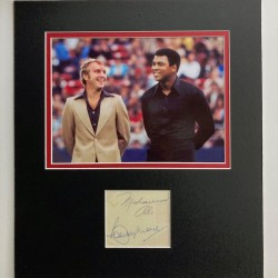 Muhammad Ali & Bobby Moore Dual Signed Mounted Display Muhammad Ali & Bobby Moore Dual Signed Mounted Display