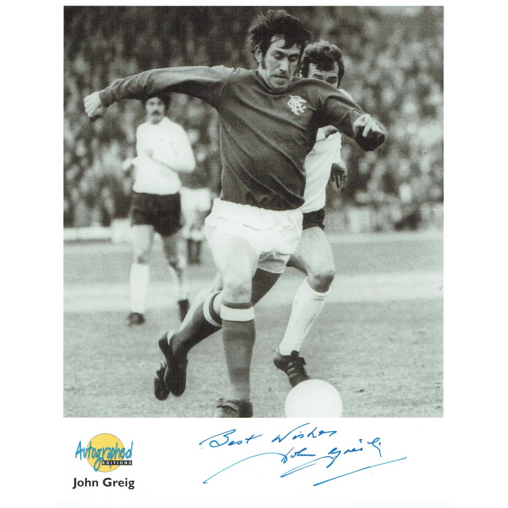 John Greig Rangers Signed 10 x 8 inch Autographed Editions Football Photograph.