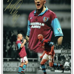 Julian Dicks Signed 16 x 12 Inch West Ham Montage Football Photograph Julian Dicks Signed 16 x 12 Inch West Ham Montage Football Photograph