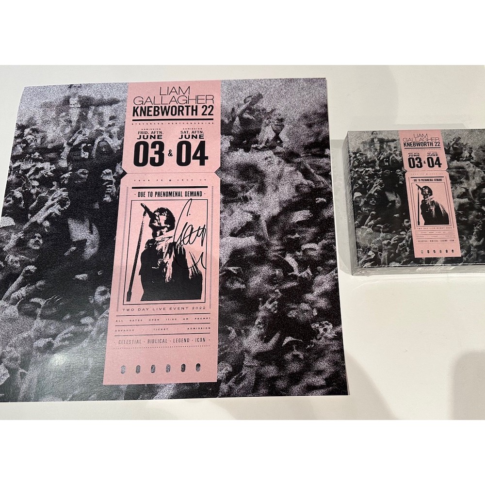 Liam Gallagher Signed Knebworth 22 Album Insert Flyer & CD's Liam Gallagher Signed Knebworth 22 Album Insert Flyer & CD's
