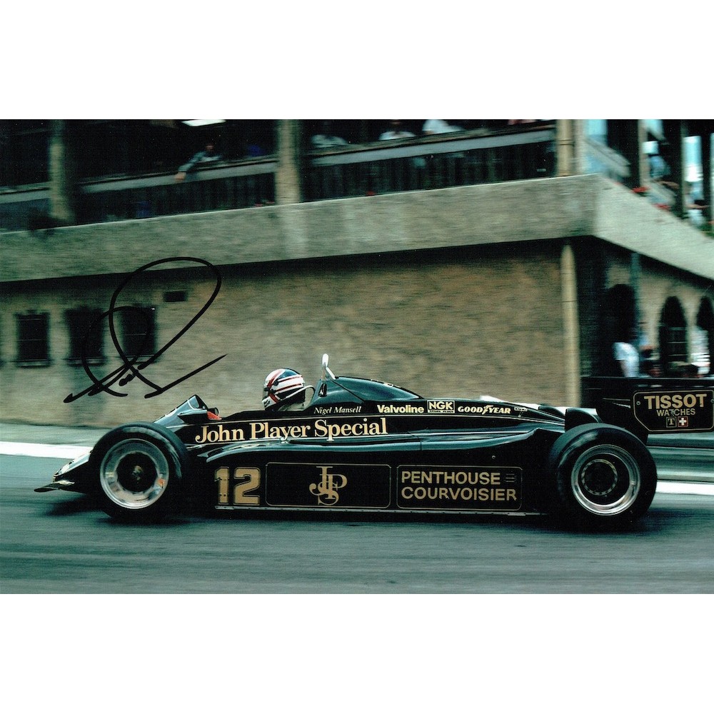Nigel Mansell Signed JPS F1 8x12 Photograph Nigel Mansell Signed JPS F1 8x12 Photograph