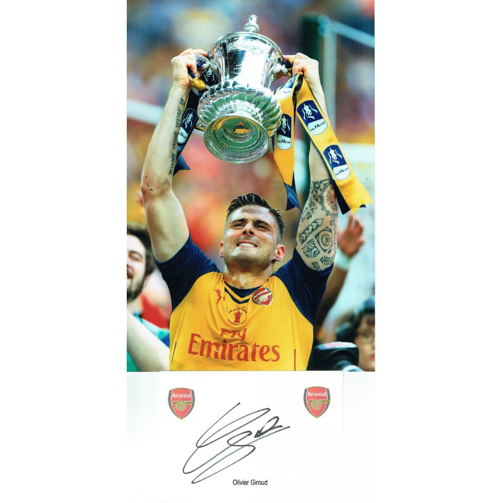Olivier Giroud  Signed Arsenal Card Together With An 8x12 FA Cup Final Photograph