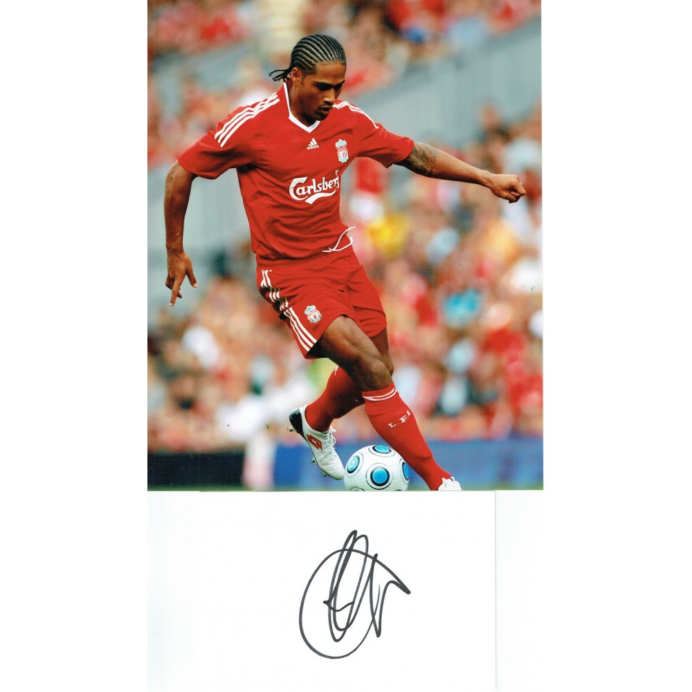 Glen Johnson Signed White Card Together With 10x8 Liverpool Colour Football Photograph Glen Johnson Signed White Card Together With 10x8 Liverpool Colour Football Photograph