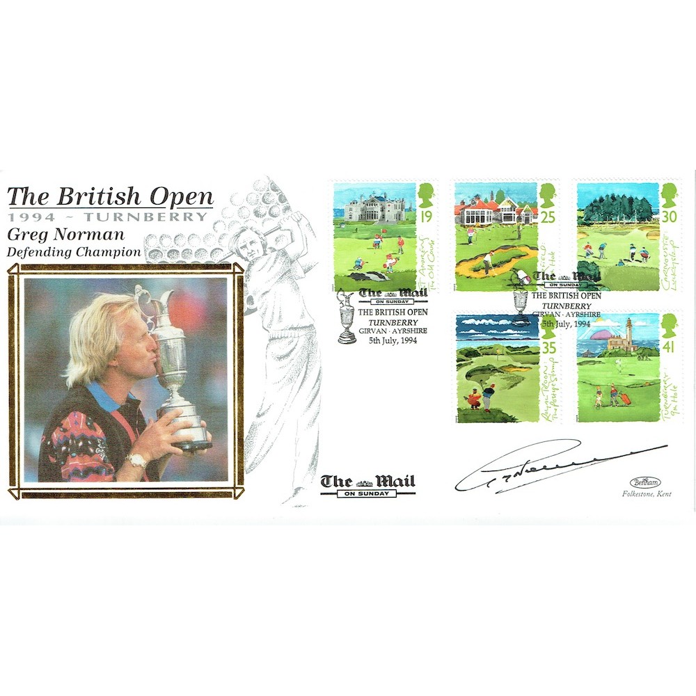 GREG NORMAN Signed First Day Cover GOLF - BRITISH OPEN 1994 TURNBERRY Benham FDC GREG NORMAN Signed First Day Cover GOLF - BRITISH OPEN 1994 TURNBERRY Benham FDC