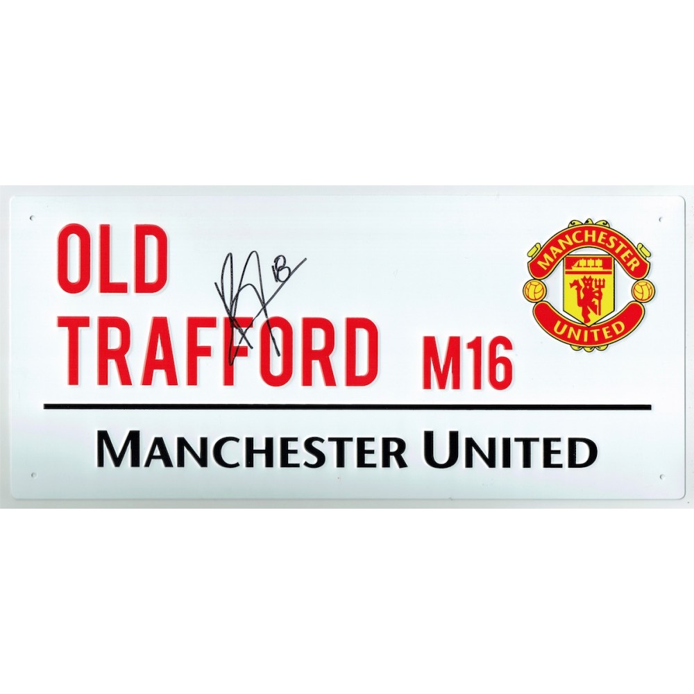 Bruno Fernandes Autograph Manchester United Old Trafford Street Sign Bruno Fernandes Autograph Manchester United Old Trafford Street Sign