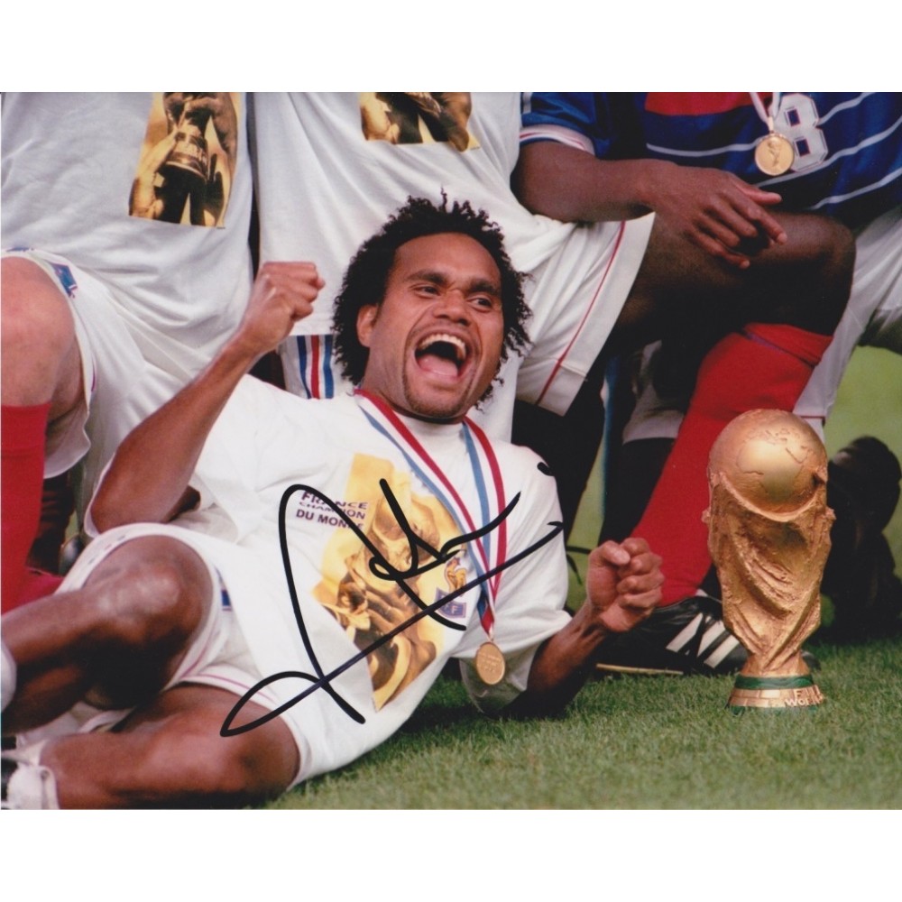 Christian Karembeu Signed France 98 World Cup 8x12 Football Photograph Christian Karembeu Signed France 98 World Cup 8x12 Football Photograph
