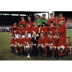Manchester Utd 1968 Legends Multi Signed Football Photograph Signed by Stepney, Burns, Saddler, Aston,  Rimmer, Dunne & Fitzpatrick