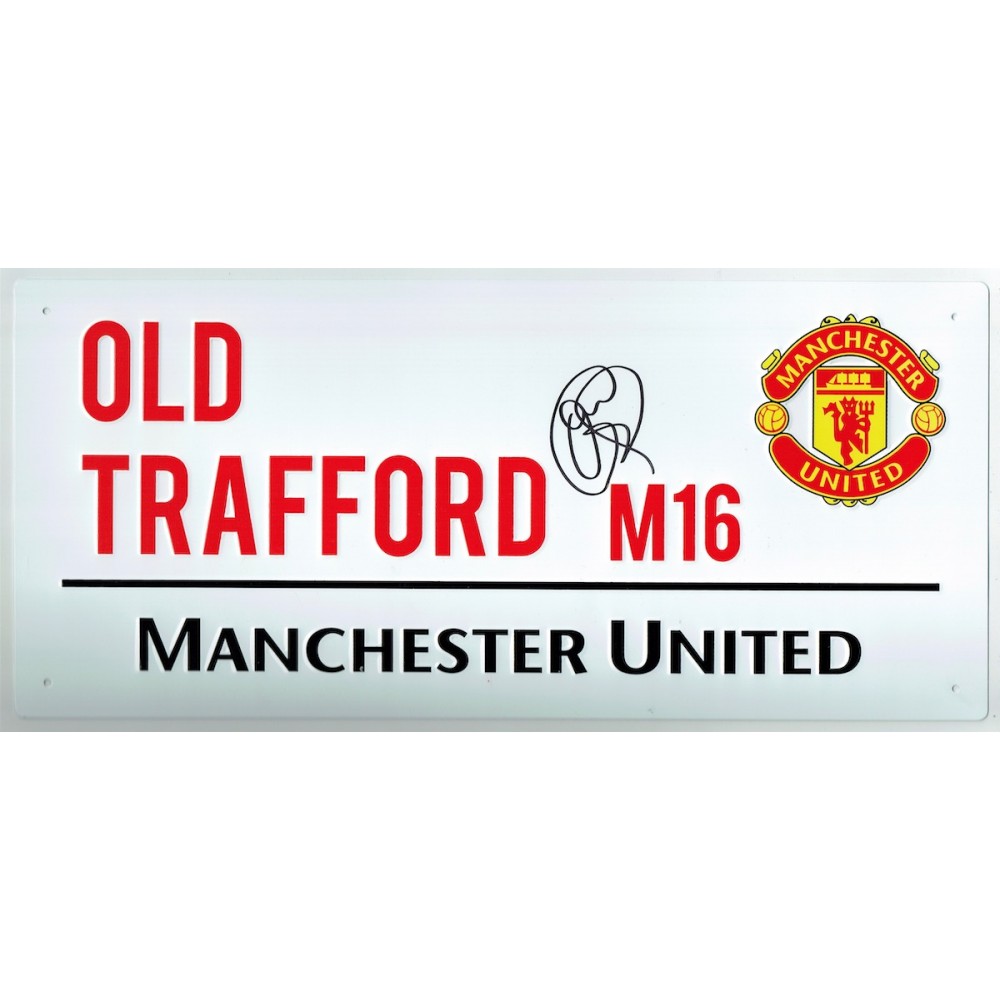 Ole Gunnar Solskjaer Autograph Manchester United Old Trafford Street Sign Ole Gunnar Solskjaer Autograph Manchester United Old Trafford Street Sign