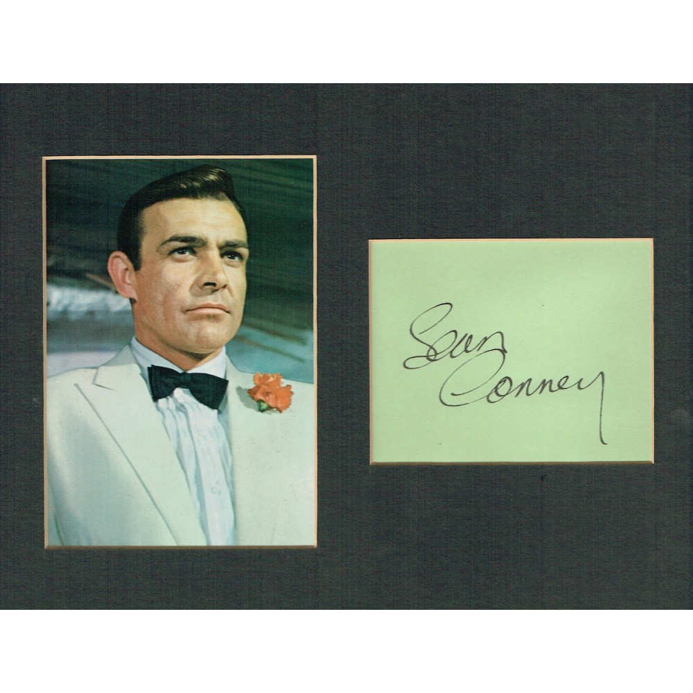 Sean Connery Vintage Autograph Mounted With Photograph From Goldfinger Sean Connery Vintage Autograph Mounted With Photograph From Goldfinger