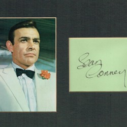 Sean Connery Vintage Autograph Mounted With Photograph From Goldfinger
