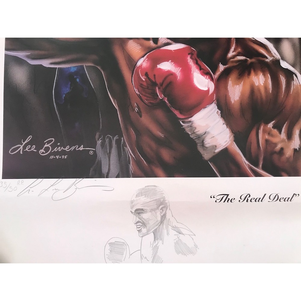 Evander Holyfield & Lee Bivens Artist's Proof With Doodle Dual Signed THE REAL DEAL Ltd Edition 35/50 AP Print RARE Evander Holyfield & Lee Bivens Artist's Proof With Doodle Dual Signed THE REAL DEAL Ltd Edition 35/50 AP Print RARE