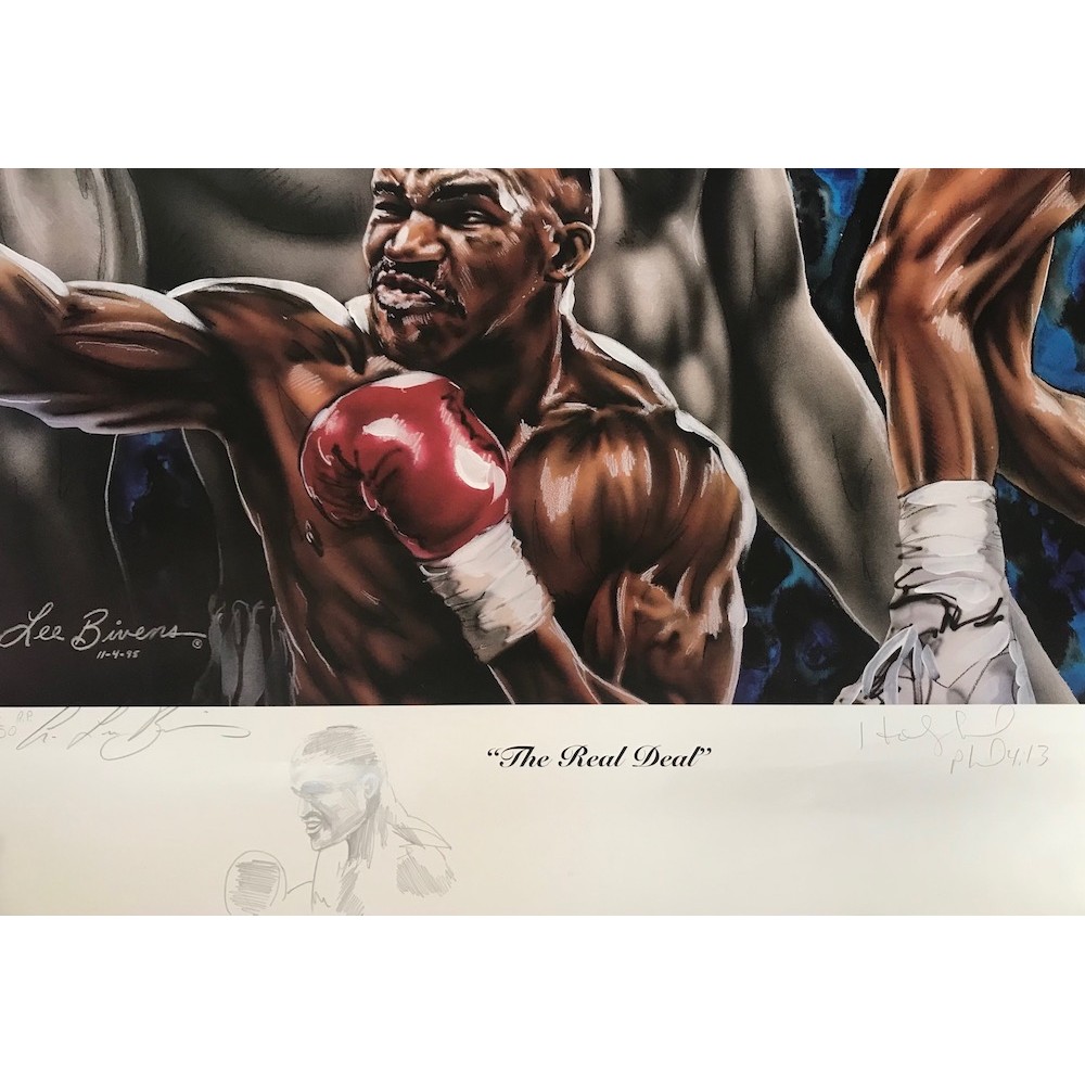 Evander Holyfield & Lee Bivens Artist's Proof With Doodle Dual Signed THE REAL DEAL Ltd Edition 35/50 AP Print RARE Evander Holyfield & Lee Bivens Artist's Proof With Doodle Dual Signed THE REAL DEAL Ltd Edition 35/50 AP Print RARE