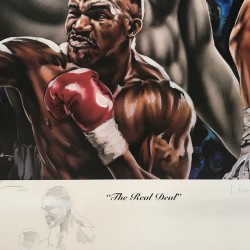 Evander Holyfield & Lee Bivens Artist's Proof With Doodle Dual Signed THE REAL DEAL Ltd Edition 35/50 AP Print RARE