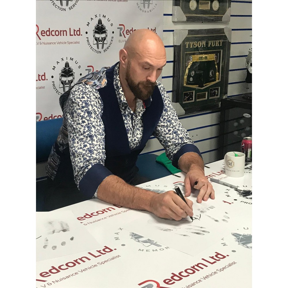 Boxing Tyson Fury Original Signed 16x12 Inch Limited Edition Actual Ink Hand Prints 