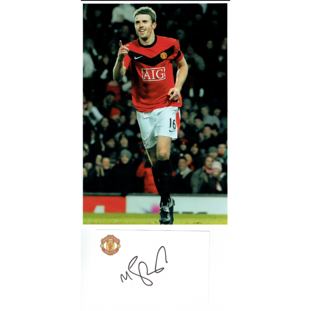 Michael Carrick Signed White Index Card Together With 8x12 Inch Manchester United Football Photograph Michael Carrick Signed White Index Card Together With 8x12 Inch Manchester United Football Photograph