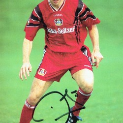 Erik Meijer Signed 4x6 Bayer Leverkusen Football Promo Card Erik Meijer Signed 4x6 Bayer Leverkusen Football Promo Card