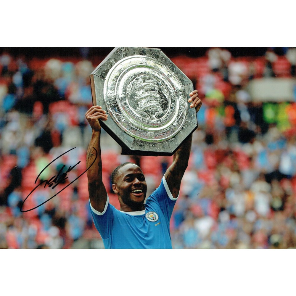 Raheem Sterling Signed Manchester City 12x8 Community Shield Photograph Raheem Sterling Signed Manchester City 12x8 Community Shield Photograph
