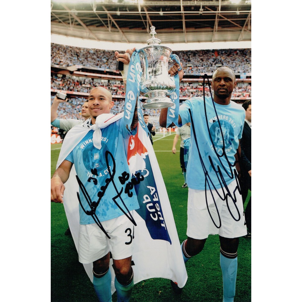 Football Patrick Vieira & Nigel De Jong Dual Signed 12x8 Manchester City 2011 FA Cup Winners Photograph Football Patrick Vieira & Nigel De Jong Dual Signed 12x8 Manchester City 2011 FA Cup Winners Photograph