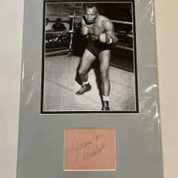 Jersey Joe Walcott Signed Album Page Mounted Together With An 8x12 Photograph In The Ring Jersey Joe Walcott Signed Album Page Mounted Together With An 8x12 Photograph In The Ring