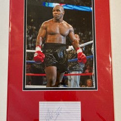 Mike Tyson Autograph Signed Lined Paper Mounted Together With An 8x12 Photograph Mike Tyson In Action Mike Tyson Autograph Signed Lined Paper Mounted Together With An 8x12 Photograph Mike Tyson In Action