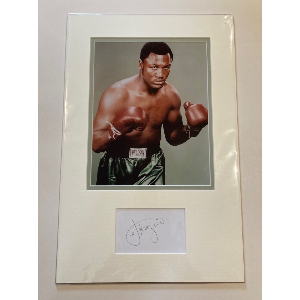 Joe Frazier Signed Album Page Mounted Together With An 8x12 Photograph Of Smokin Joe Frazier In A Typical Boxing Pose Joe Frazier Signed Album Page Mounted Together With An 8x12 Photograph Of Smokin Joe Frazier In A Typical Boxing Pose