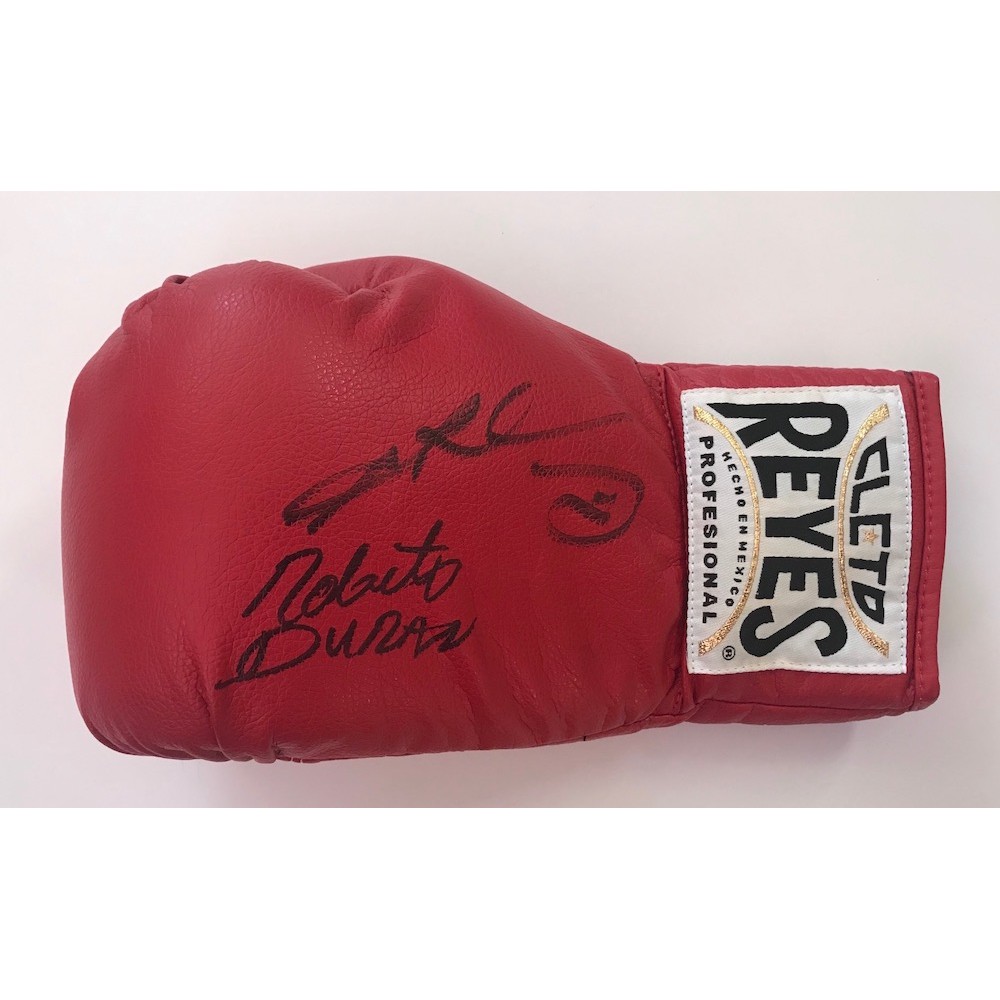 Roberto Duran & Sugar Ray Leonard Dual Signed Reyes Boxing Glove Roberto Duran & Sugar Ray Leonard Dual Signed Reyes Boxing Glove