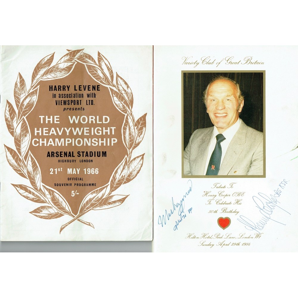 Muhammad Ali & Henry Cooper Dual Signed 50th Birthday Programme & Ali Cooper Fight Programme Muhammad Ali & Henry Cooper Dual Signed 50th Birthday Programme & Ali Cooper Fight Programme