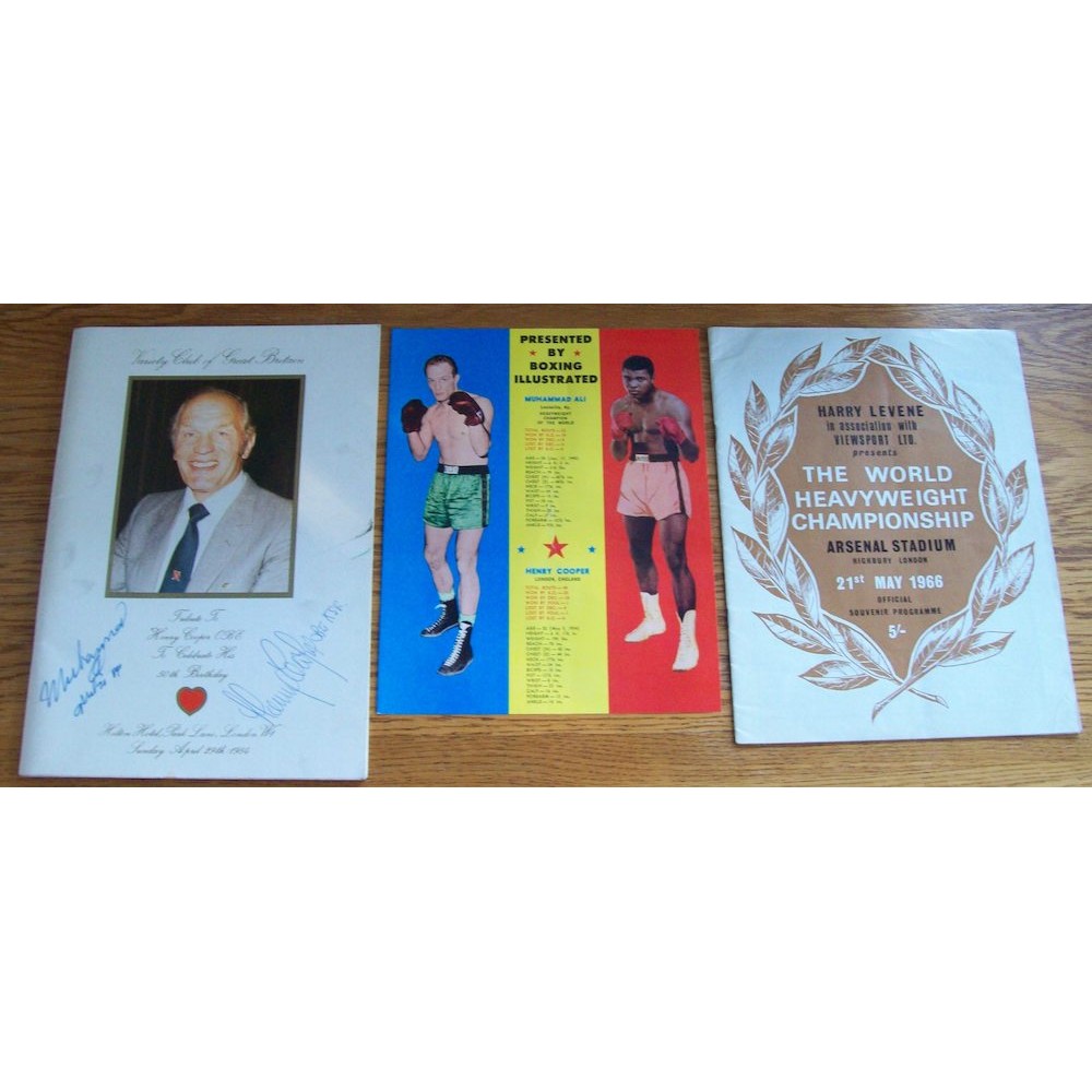 Muhammad Ali & Henry Cooper Dual Signed 50th Birthday Programme & Ali Cooper Fight Programme Muhammad Ali & Henry Cooper Dual Signed 50th Birthday Programme & Ali Cooper Fight Programme