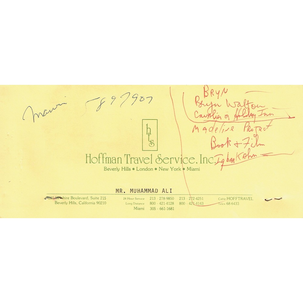 BOXING Muhammad Ali & His Wife Two Airline Tickets With Marvin Gaye Written Name & London Telephone Number 1980 RARE BOXING Muhammad Ali & His Wife Two Airline Tickets With Marvin Gaye Written Name & London Telephone Number 1980 RARE