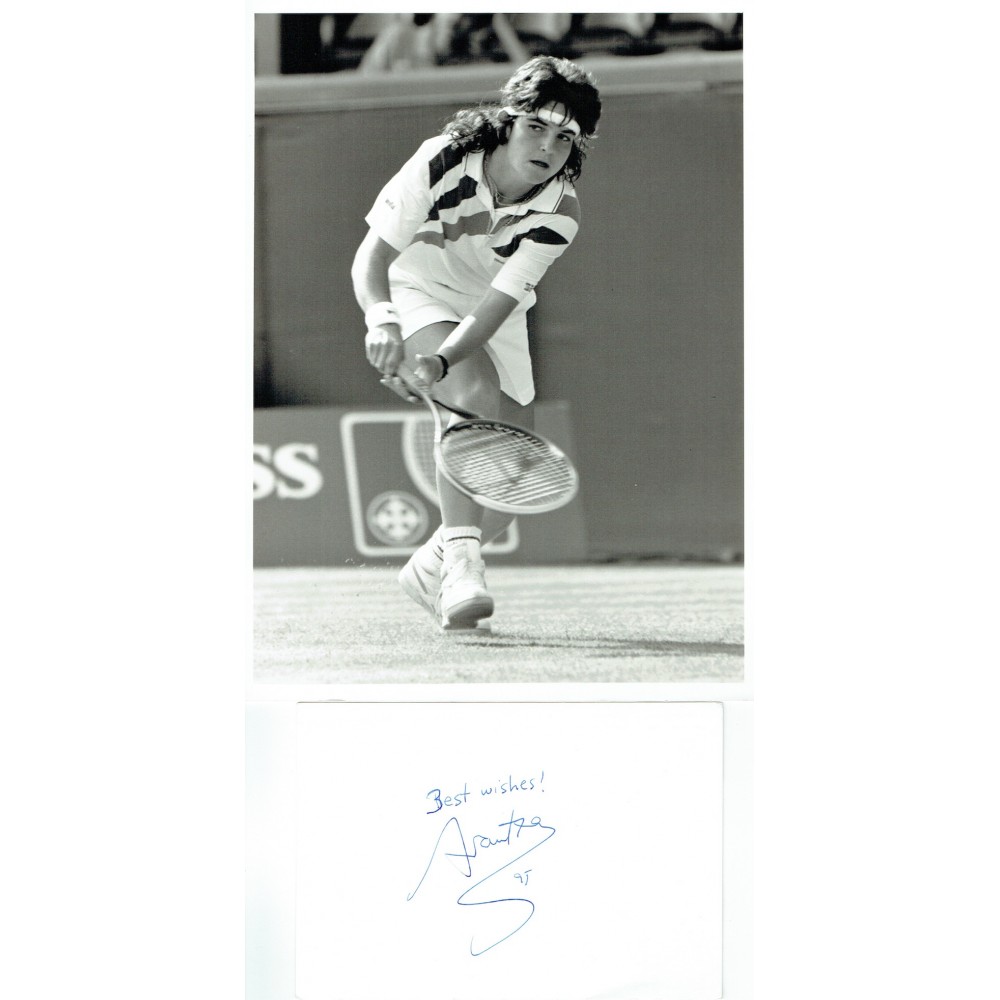 Arantxa Sanchez Autograph Signed White Card & 8x10 Tennis Photograph Arantxa Sanchez Autograph Signed White Card & 8x10 Tennis Photograph