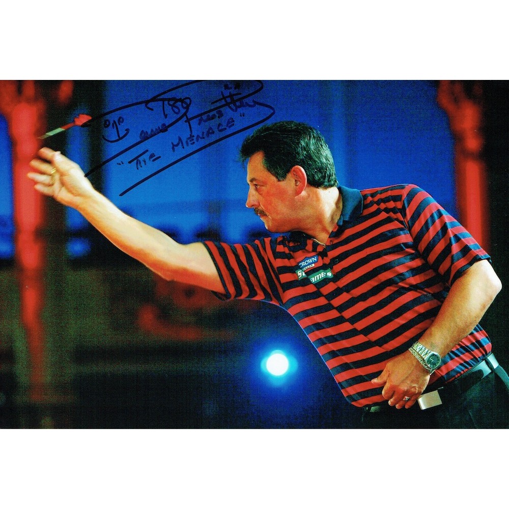 Dennis Priestley Signed Dennis The Menace 8x12 Darts Photograph Dennis Priestley Signed Dennis The Menace 8x12 Darts Photograph