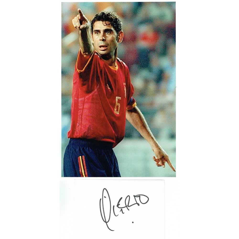 Fernando Hierro Spain Signed Index Card & 8x12 Football Photograph Fernando Hierro Spain Signed Index Card & 8x12 Football Photograph